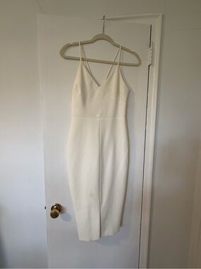 Likely Cream V-Neck Spaghetti-Strap Midi Dress